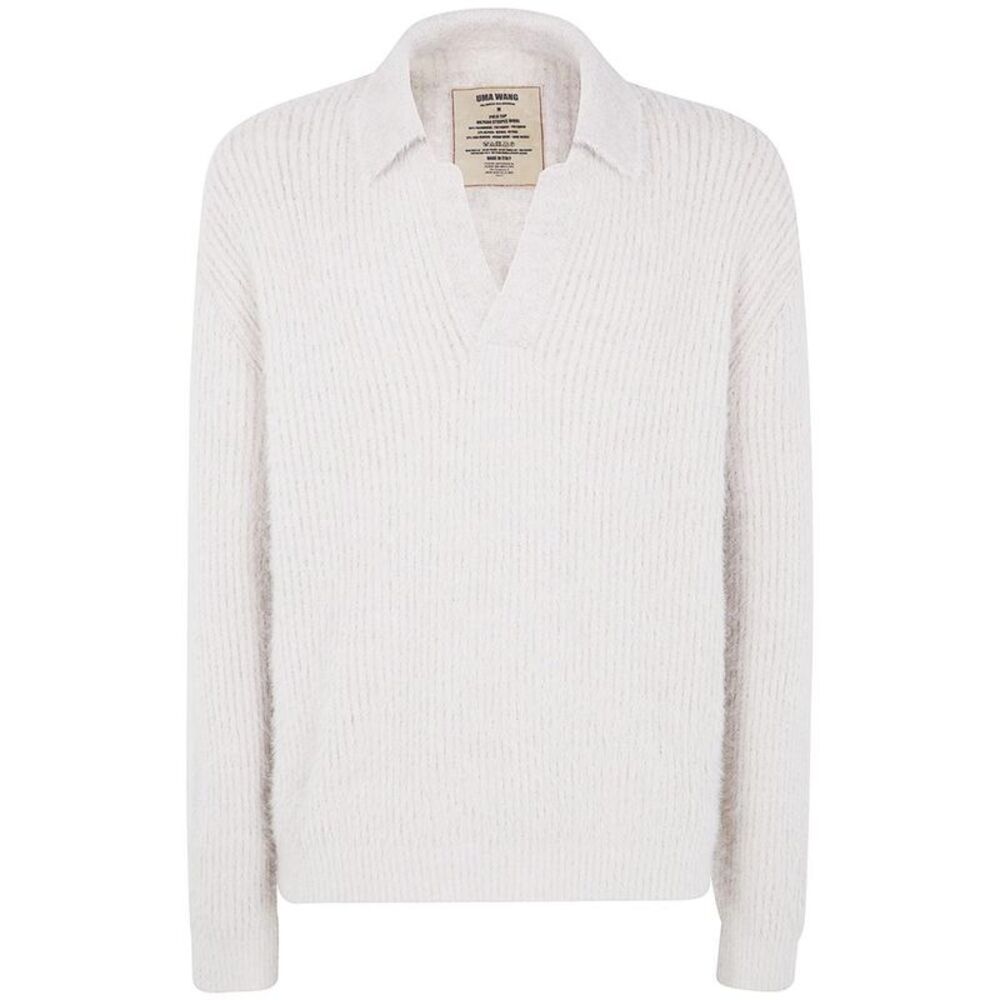 UMA WANG Men's High-Neck Textured Knit Sweater Men WHITE Sweaters & Cardigans
